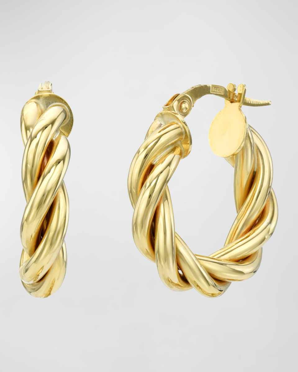 14k Yellow Gold Twisted Rope Hoop Earrings